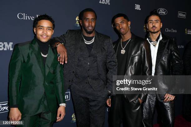 Justin Dior Combs, Honoree Sean "Diddy" Combs, Christian Casey Combs, and Quincy Taylor Brown attend the Pre-GRAMMY Gala and GRAMMY Salute to...