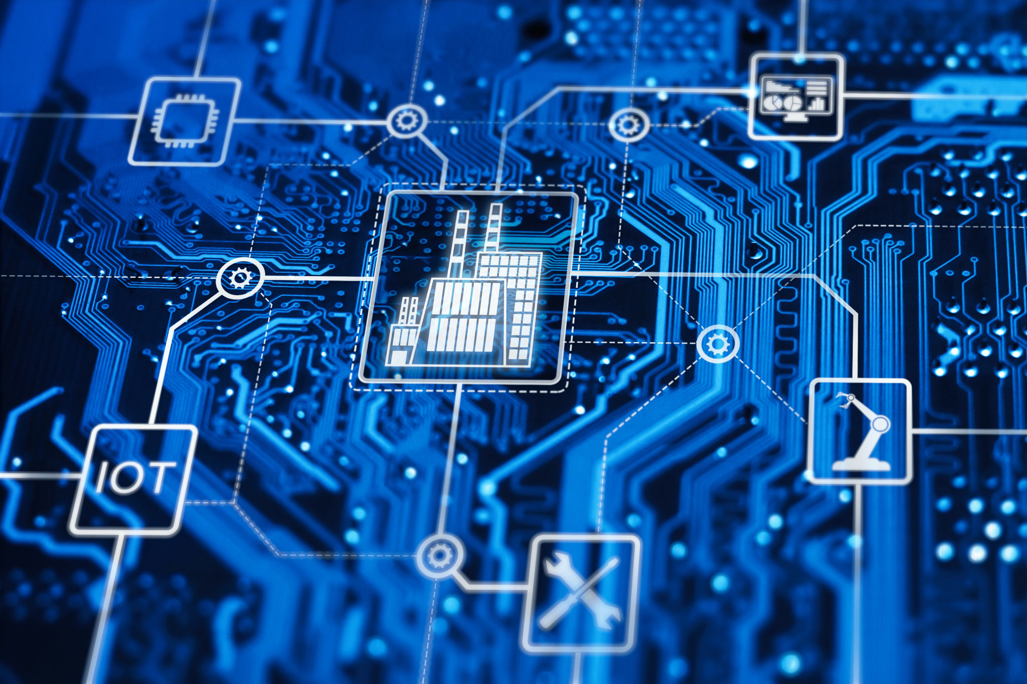 Industry 4.0. Fourth industrial revolution. Digitalization of modern business process and using robots, online technology, Internet of thing etc. Industry 4.0. Fourth industrial revolution. Digitalization of modern business process and using robots, online technology, Internet of thing etc.