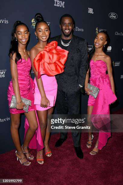 Lila Star Combs, Chance Combs, Honoree Sean "Diddy" Combs, and Jessie James Combs attend the Pre-GRAMMY Gala and GRAMMY Salute to Industry Icons...