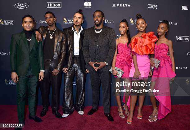 Justin Dior Combs, Christian Casey Combs, Quincy Taylor Brown, Sean "Diddy" Combs, D'Lila Star Combs, Chance Combs and Jessie James Combs attend the...