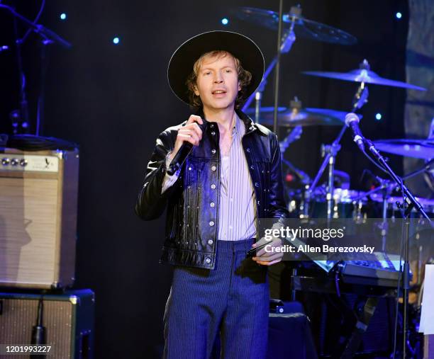 Beck performs onstage during the Pre-GRAMMY Gala and GRAMMY Salute to Industry Icons Honoring Sean "Diddy" Combs on January 25, 2020 in Beverly...