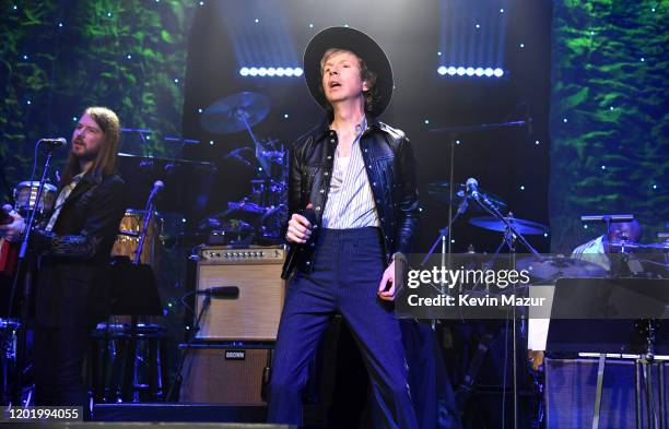 Beck performs onstage during the Pre-GRAMMY Gala and GRAMMY Salute to Industry Icons Honoring Sean "Diddy" Combs on January 25, 2020 in Beverly...