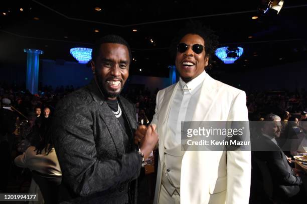 Sean 'Diddy' Combs and Jay-Z attend the Pre-GRAMMY Gala and GRAMMY Salute to Industry Icons Honoring Sean "Diddy" Combs on January 25, 2020 in...