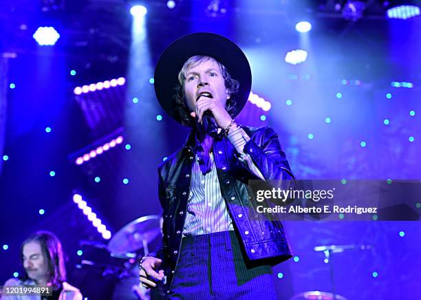 Beck performs onstage during the Pre-GRAMMY Gala and GRAMMY Salute to Industry Icons Honoring Sean "Diddy" Combs on January 25, 2020 in Beverly...