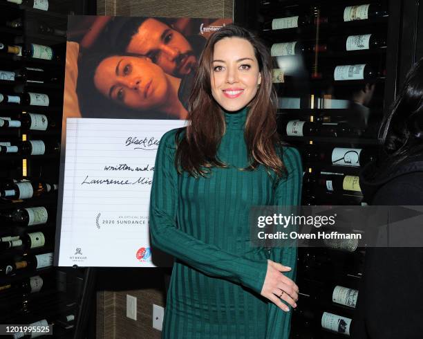 Aubrey Plaza attends a private dinner during Sundance for "Blackbear" hosted by RAND Luxury at The St. Regis Deer Valley on January 25, 2020 in Park...