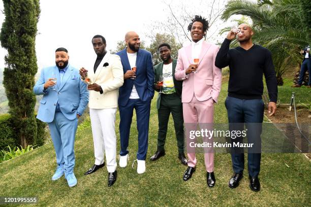 Khaled, Sean Combs, Juan Perez, Kevin Hart, Jay-Z and Kareem Burke attend 2020 Roc Nation THE BRUNCH on January 25, 2020 in Los Angeles, California.