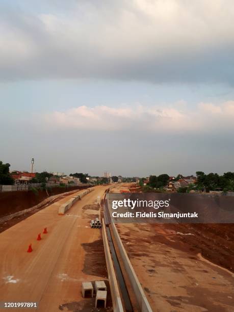 toll road construction in south tangerang - indonesia - indonesia electricity development in jakarta stock pictures, royalty-free photos & images