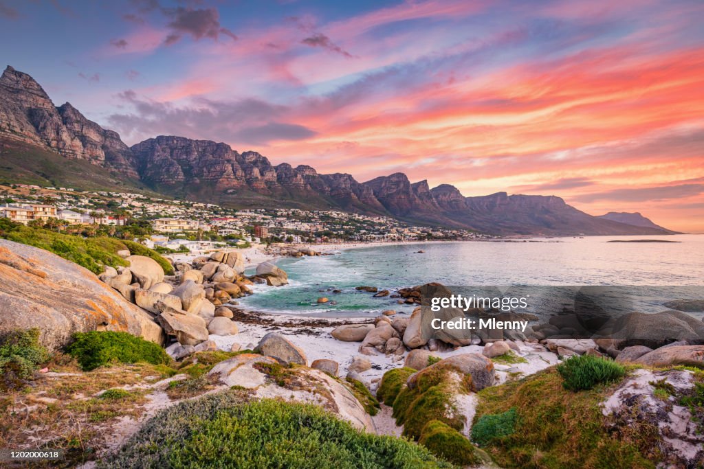 Camps Bay Cape Town Vibrant Sunset Twilight South Africa