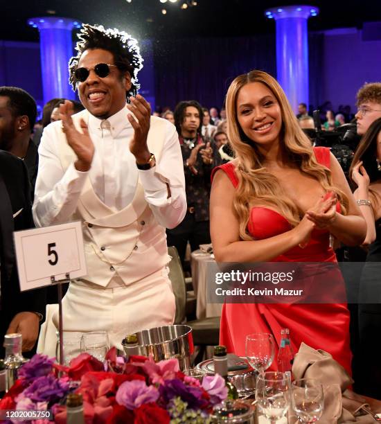 Jay-Z and Beyoncé attend the Pre-GRAMMY Gala and GRAMMY Salute to Industry Icons Honoring Sean "Diddy" Combs on January 25, 2020 in Beverly Hills,...