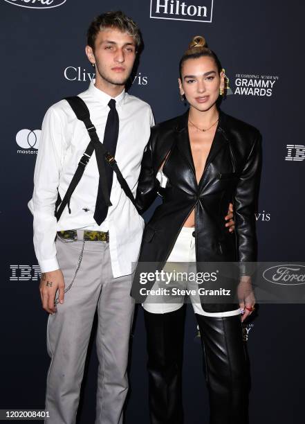 Anwar Hadid and Dua Lipa arrives at the Pre-GRAMMY Gala and GRAMMY Salute to Industry Icons Honoring Sean "Diddy" Combs at The Beverly Hilton Hotel...