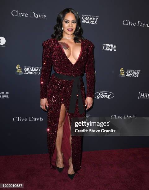 Faith Evans arrives at the Pre-GRAMMY Gala and GRAMMY Salute to Industry Icons Honoring Sean "Diddy" Combs at The Beverly Hilton Hotel on January 25,...