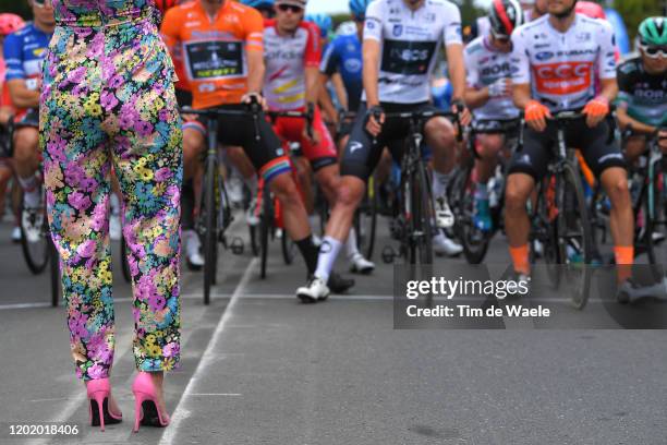 Start / Daryl Impey of South Africa and Team Mitchelton-SCOTT Orange Leader Jersey / Pavel Sivakov of Russia and Team INEOS White Best Young Jersey /...