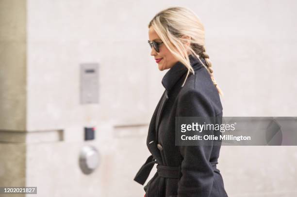 Laura Whitmore arrives at BBC Broadcast House on on January 26, 2020 in London, England.