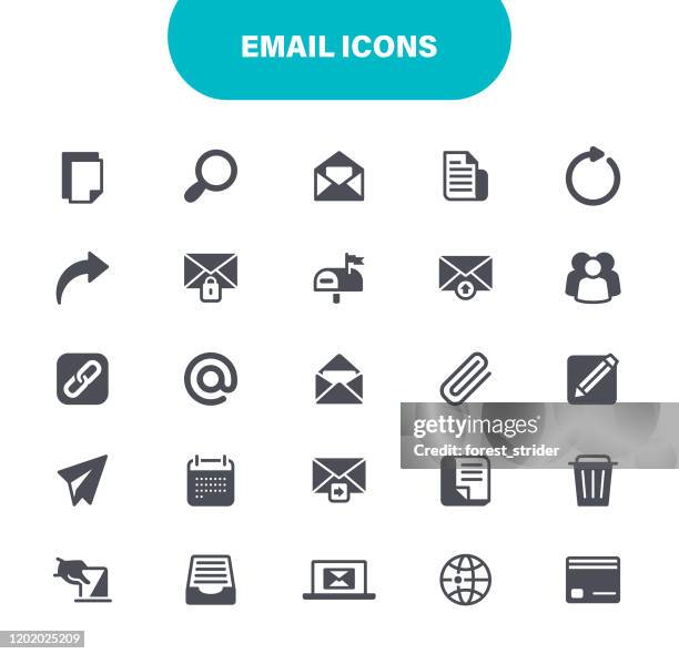 email icons. set contains symbol as envelope, mail, mailbox, message illustrations - storage bins stock illustrations