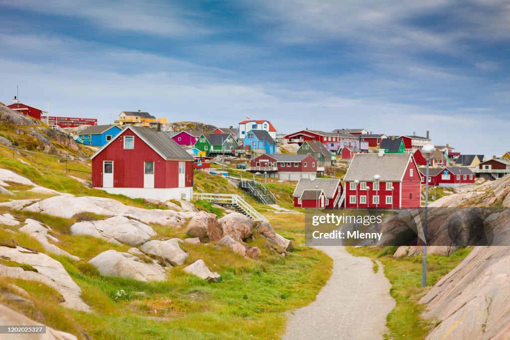 Groenland Ilulissat Kleurrijke Stad Cityscape View