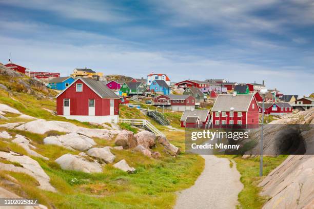 greenland ilulissat colorful town cityscape view - ilulissat stock pictures, royalty-free photos & images