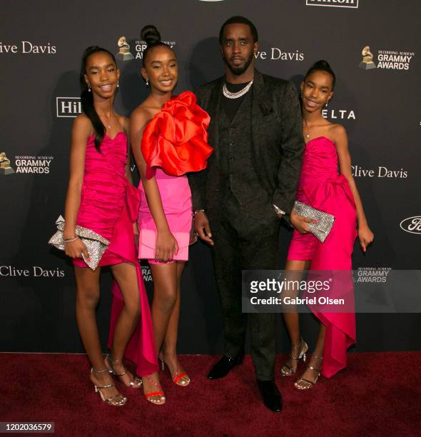 Lila Star Combs, Chance Combs, Sean Combs and Jessie James Combs attend the Pre-GRAMMY Gala and GRAMMY Salute to Industry Icons Honoring Sean "Diddy"...