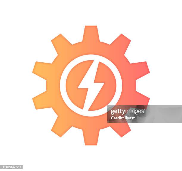 energiesicherheit farbverlauf farbe & papier-cut stil icon design - kilowatt stock-grafiken, -clipart, -cartoons und -symbole