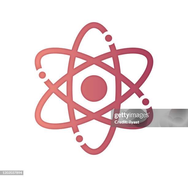 nuclear fusion gradient fill color & paper-cut style icon design - atom fusion stock illustrations