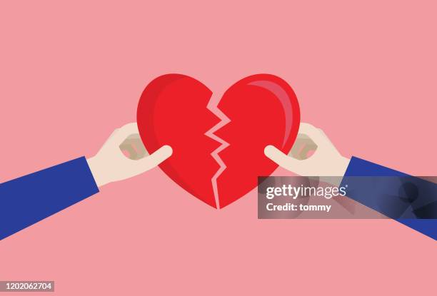couple a broken heart - broken heart stock illustrations