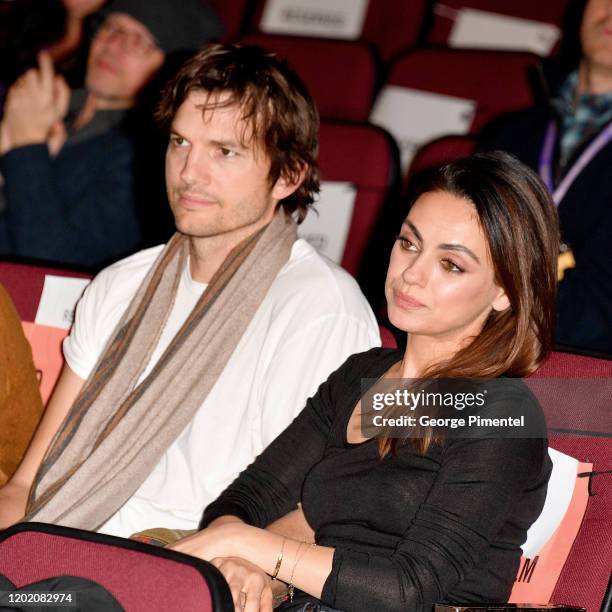 Ashton Kutcher and Mila Kunis attend the 2020 Sundance Film Festival - "Four Good Days" Premiere at Eccles Center Theatre on January 25, 2020 in Park...