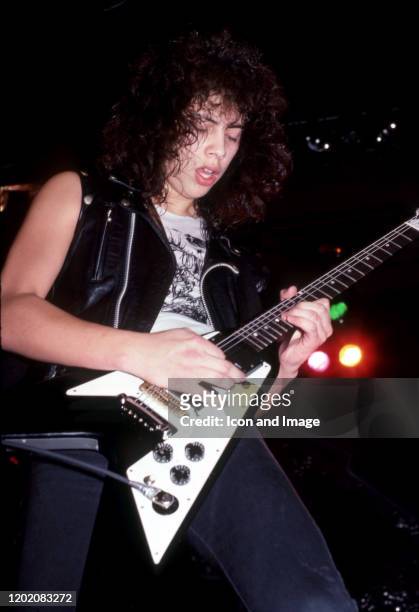 American songwriter and lead guitarist for the American heavy metal band Metallica, Kirk Hammett, performs at the Royal Oak Music Theatre in Royal...