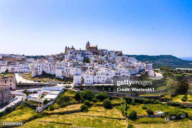 italy, apulia, brindisi, aerial view of ostuni - puglia stock pictures, royalty-free photos & images