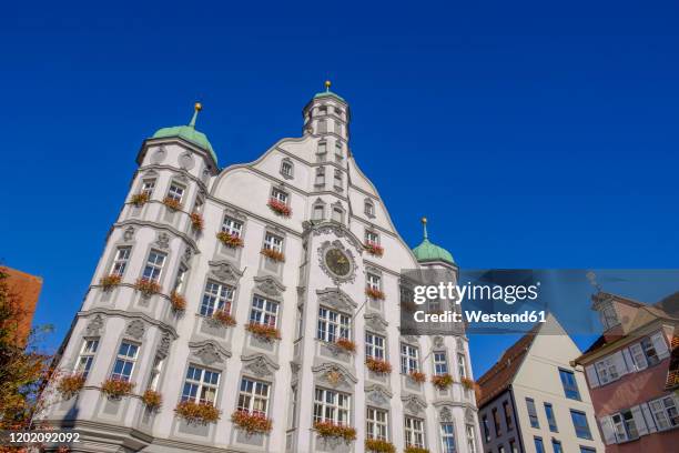 germany, bavaria, swabia, memmingen, low angle view of town hall (1589) - memmingen stock pictures, royalty-free photos & images