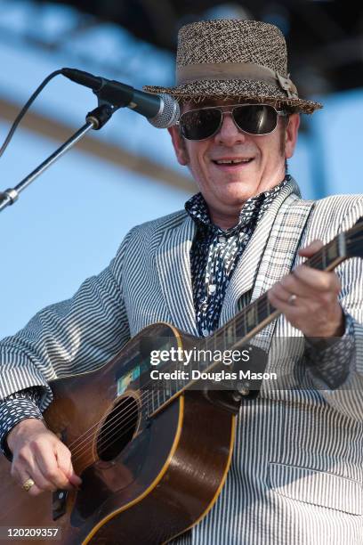 Elvis Costello performs during the 2011 Newport Folk Festival at Fort Adams State Park on July 31, 2011 in Newport, Rhode Island.