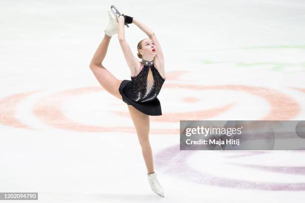 Anita Ostlund of Sweden competes in the Ladies Free Skating during day 4 of the ISU European Figure Skating Championships at Steiermarkhalle on...