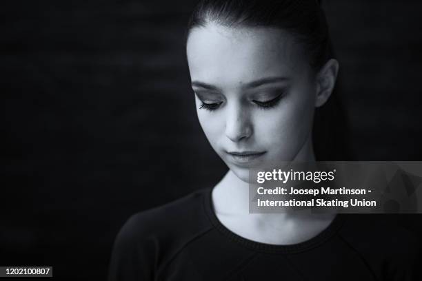 Anna Shcherbakova of Russia poses ahead of the Gala Exhibition during day 5 of the ISU European Figure Skating Championships at on January 26, 2020...