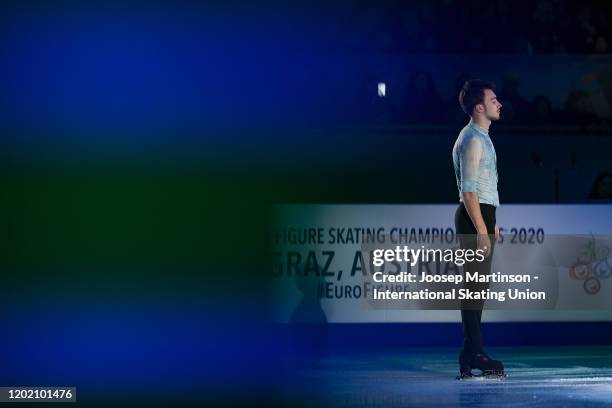 Dmitri Aliev of Russia performs in the Gala Exhibition during day 5 of the ISU European Figure Skating Championships at Steiermarkhalle on January...