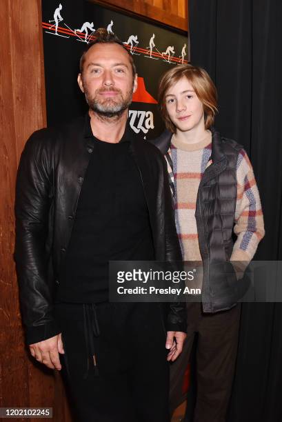 Jude Law and Charlie Shotwell of 'The Nest' attend the Pizza Hut x Legion M Lounge during Sundance Film Festival on January 26, 2020 in Park City,...