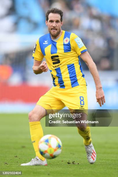 Stephan Fuerstner of Braunschweig plays the ball during the 3. Liga match between TSV 1860 Muenchen and Eintracht Braunschweig at Stadion an der...