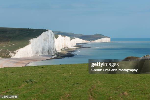 the seven sisters cliffs, east sussex, uk - birling gap stock pictures, royalty-free photos & images