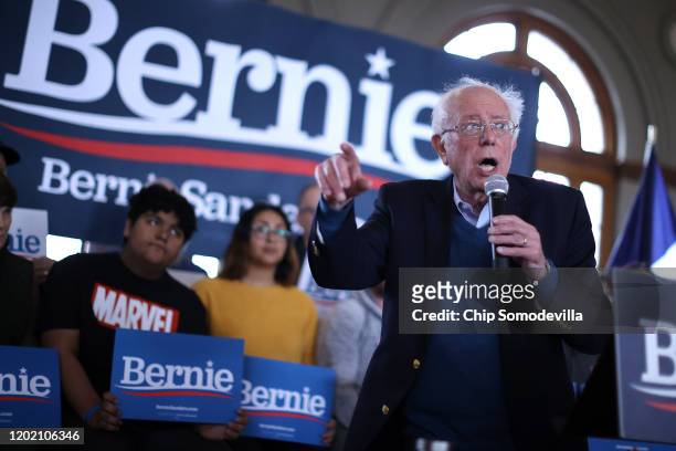 Democratic presidential candidate Sen. Bernie Sanders holds a campaign event at La Poste January 26, 2020 in Perry, Iowa. A New York Times/Siena...