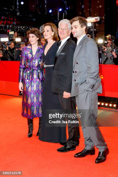 Actress Sigourney Weaver with her daughter Charlotte Simpson , her husband Jim Simpson and British actor and model Douglas Booth arrive for the...