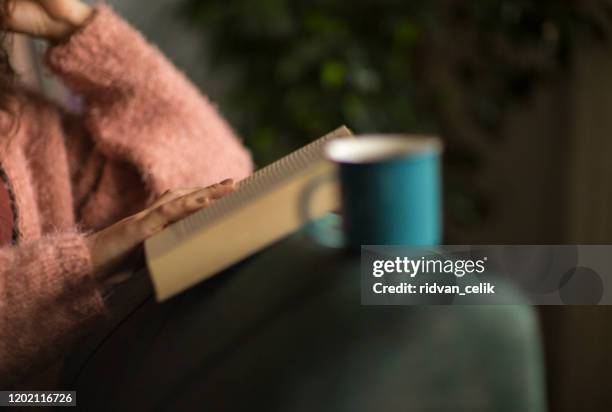 female reading book - cosy woman stock pictures, royalty-free photos & images