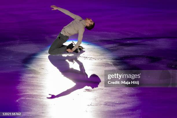 Paul Fentz of Germany performs during exhibition program at the ISU European Figure Skating Championships at Steiermarkhalle on January 26, 2020 in...