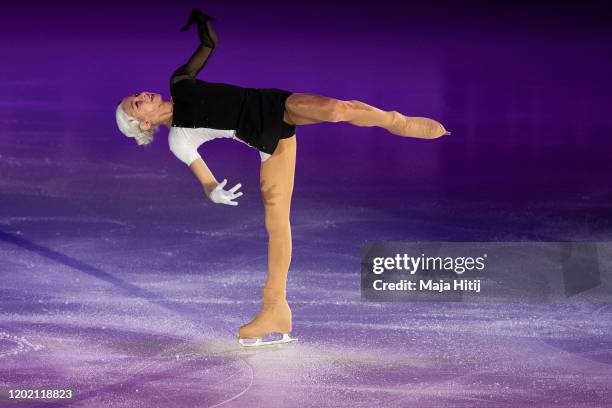 Alexandra Trusova of Russia performs during exhibition program at the ISU European Figure Skating Championships at Steiermarkhalle on January 26,...