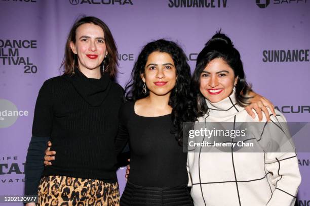 Marina Fernandez, Director Hira Nabi, and Shafaq Imtiazi attend the 2020 Sundance Film Festival - Documentary Shorts Program 2 at Temple Theater on...