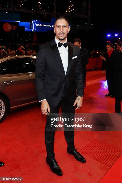 Andreas Bourani arrives in Audi A8 TFSI e car for the opening ceremony and "My Salinger Year" premiere during the 70th Berlinale International Film...