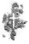 Ash wednesday cross made of ash or dust