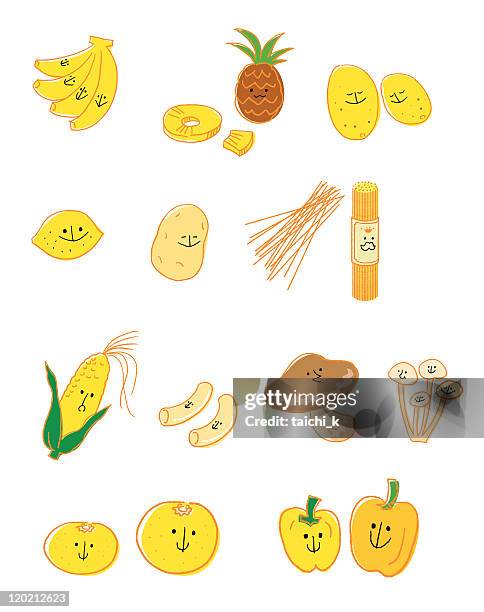 yellow vegetable and fruit - yuzu stock illustrations