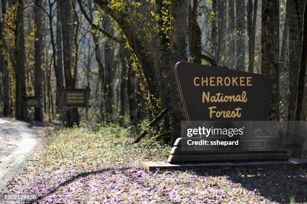 cherokee national forest zeichen - amerikanische forstbehörde stock-fotos und bilder