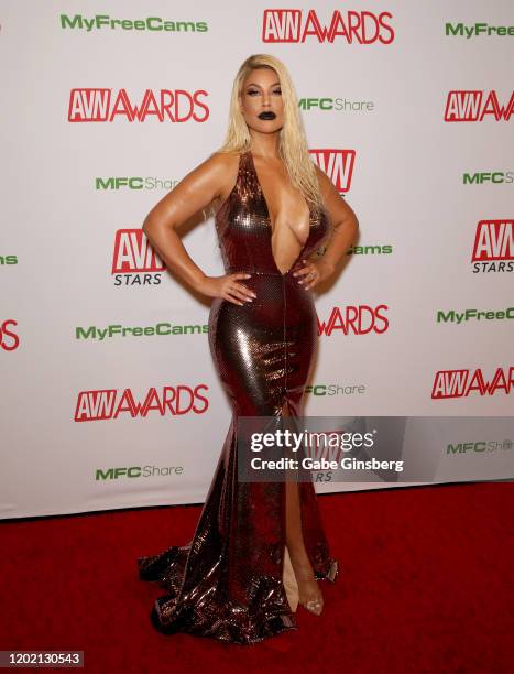 Adult film actress Bridgette B attends the 2020 Adult Video News Awards at The Joint inside the Hard Rock Hotel & Casino on January 25, 2020 in Las...