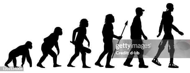 evolution of the robot - early homo sapiens stock illustrations