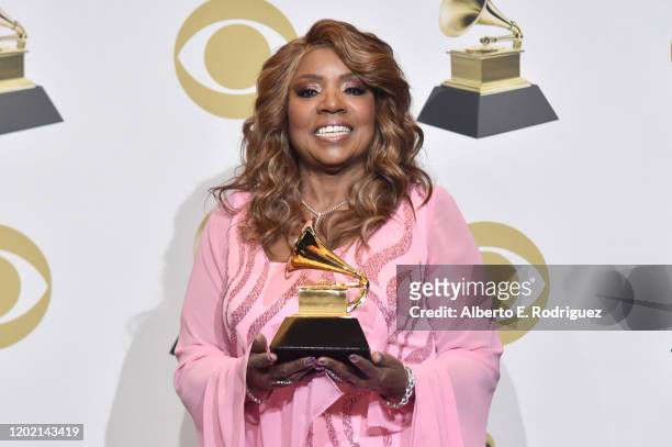 Gloria Gaynor winner of the Best Roots Gospel Album award poses in the press room during the 62nd Annual GRAMMY Awards at STAPLES Center on January...