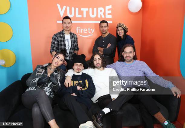 Daniel Dae Kim, Wilmer Valerrama, Diane Guerrero, Kali Uchis, Moises Arias, Mateo Arias, and Esteban Arango attend The Vulture Spot presented by...