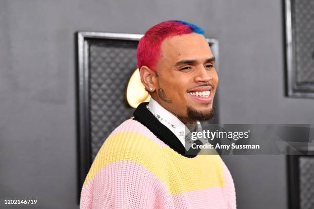 Chris Brown attends the 62nd Annual GRAMMY Awards at Staples Center on January 26, 2020 in Los Angeles, California.